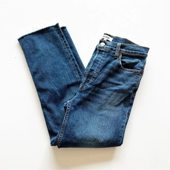 Re/Done Levi’s 70’s Stovepipe‎ Jeans Size 29 Worn True Indigo Straight Cropped - Picture 12 of 15